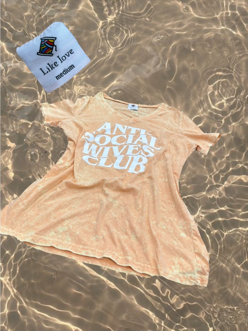 Peach 'Anti Social Wives Club' Short Sleeve Graphic Tee - Medium